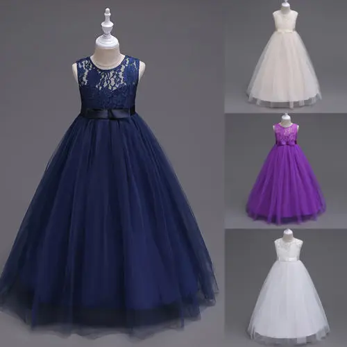 

Flower Girls Kids Chiffon Princess Wedding Bridesmaid Pageant Formal Gown Lace Dress Outfit Colors