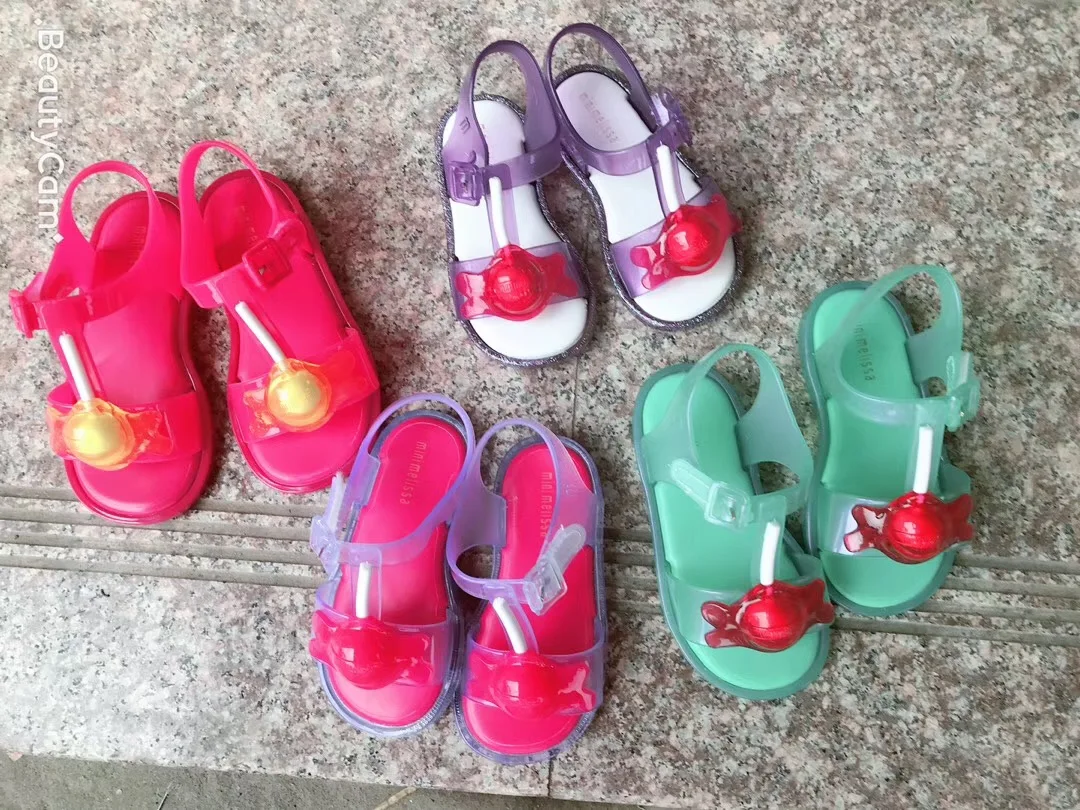 Mini Melissa/Новинка года; детская обувь; Детские прозрачные сандалии с леденцами; Нескользящие Детские пляжные сандалии для девочек; обувь для малышей; melissa