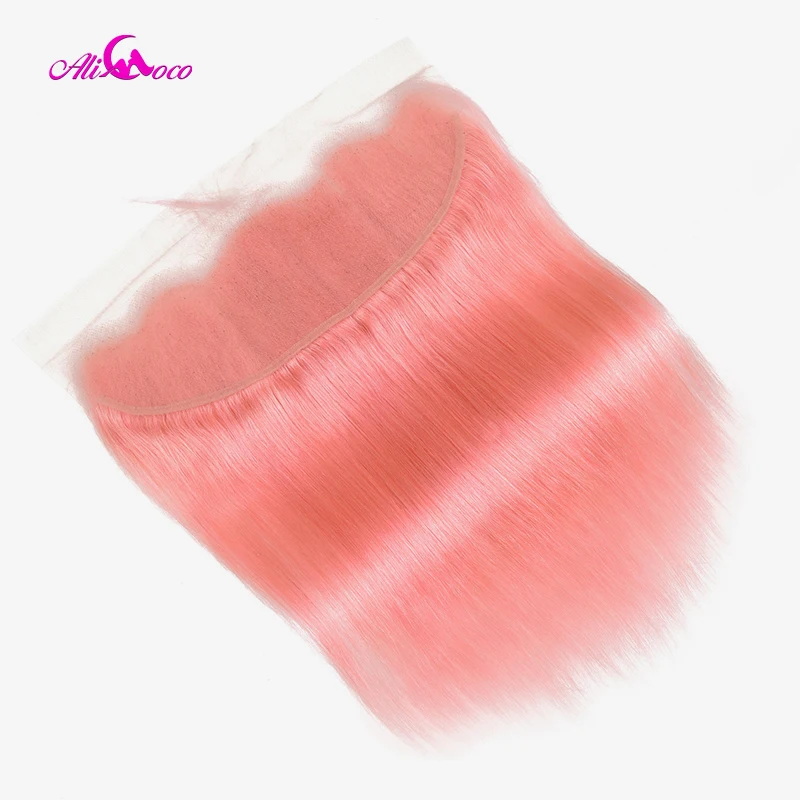 Ali Coco бразильские волосы плетение 3 пучка с фронтальной 8-30 дюймов розовые прямые волосы пучки с фронтальной remy наращивание волос