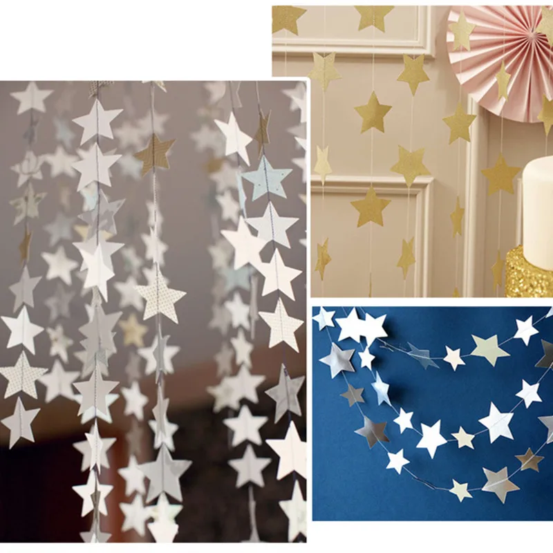 4 м модные настенные бумажные гирлянды со звездами на день рождения, свадьбу, баннер, растяжка, декор для невесты, для свадебной вечеринки, Вымпел, флажки из мешковины