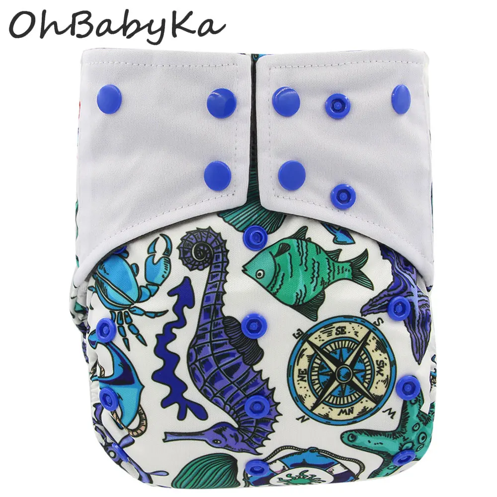 Ohbabyka Baby бамбуковый уголь все-в-одном детские подгузники сшитые Вставки Многоразовые Couche Lavable Карманный подгузник смываемый бамбук