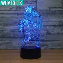 Jesse McCree 3D Table Lamp Color Changing 3D night Light Illusion Bulbing Lamp with Touch butoon Usb Led lamp for Christmas gift Jesse McCree 3D Table Lamp Color Changing 3D night Light Illusion Bulbing Lamp with Touch butoon Usb Led lamp for Christmas gift