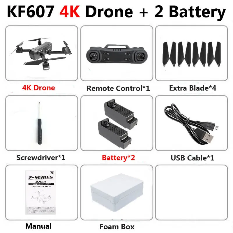 KF607 Профессиональный складной мини Дрон с двойной камерой 1080P 4K HD WiFi FPV оптический поток RC Квадрокоптер Вертолет игрушки VS SG106 - Цвет: KF607 4K 2B Foam