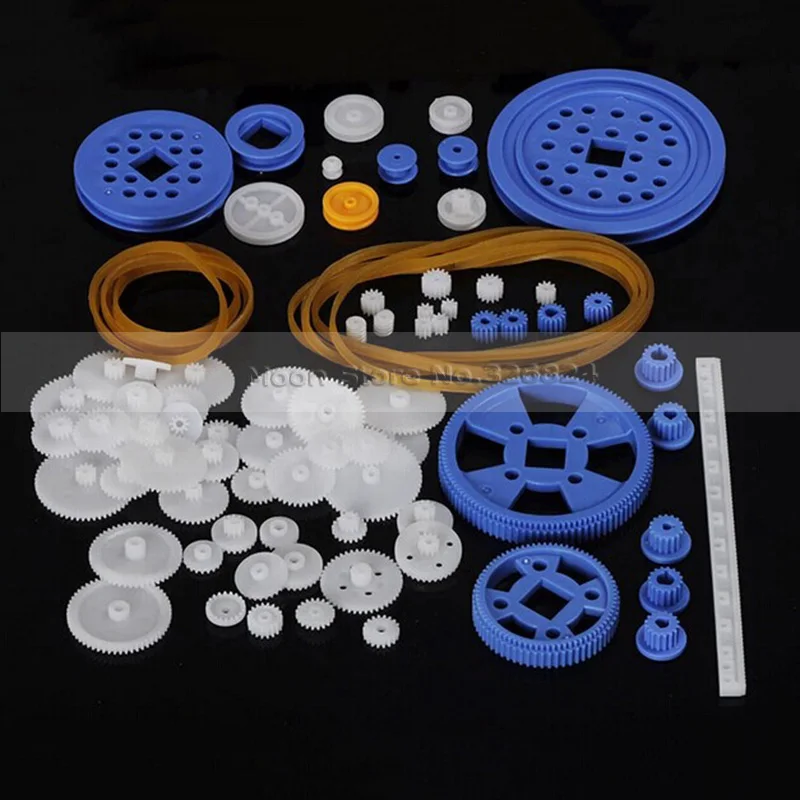 80 kinds of Belt pulley gear and rack kit rubber band plastic gears