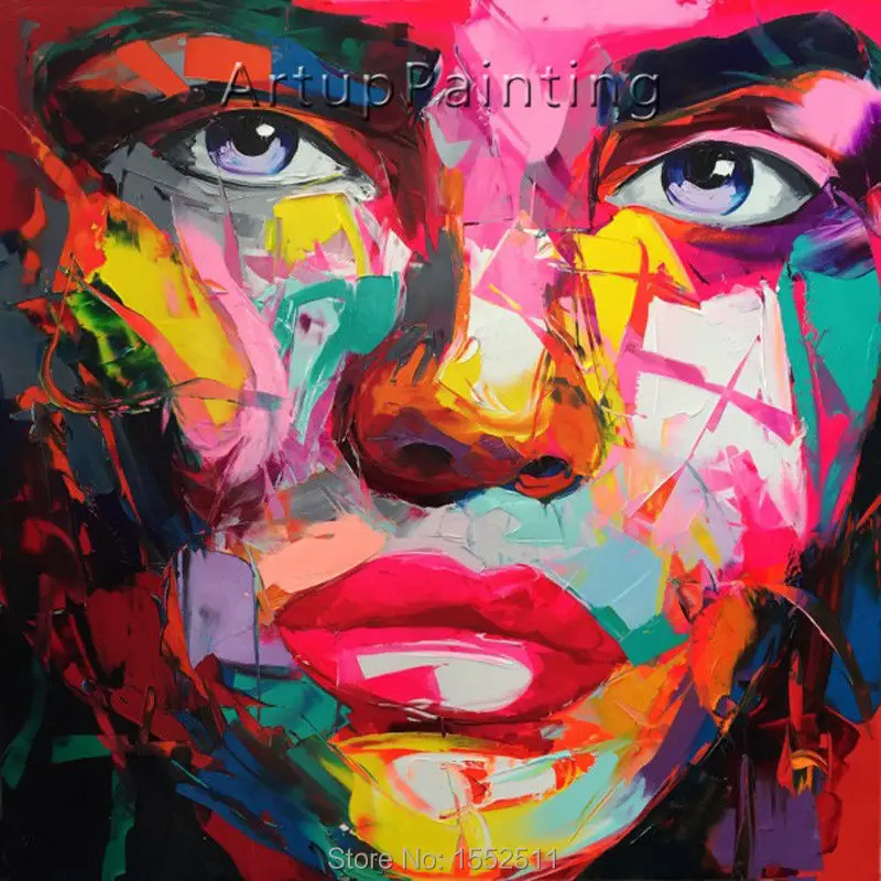 

Palette knife painting portrait Palette knife Face Oil painting Impasto figure on canvas Hand painted Francoise Nielly 16-22