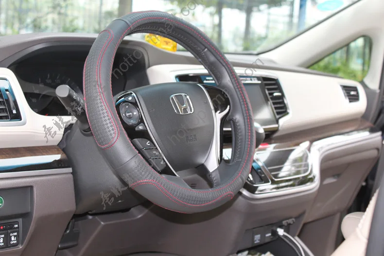 Кожаные чехлы на руль, подходят 95% для автомобиля, Стайлинг для Honda Odyssey kia/vw/ford/toyota/nissan, размер 38 см, высокое качество