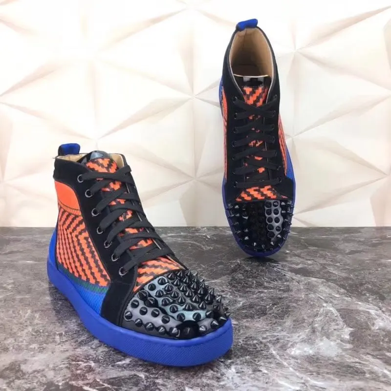 

shoes woman Brand fashion 2018 New Blue orange black with 8 models rivet High face women shoes Large size 35-46