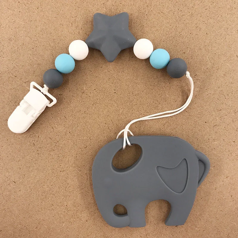 Buy Baby Teether Pacifier Silicone Elephant Colorful