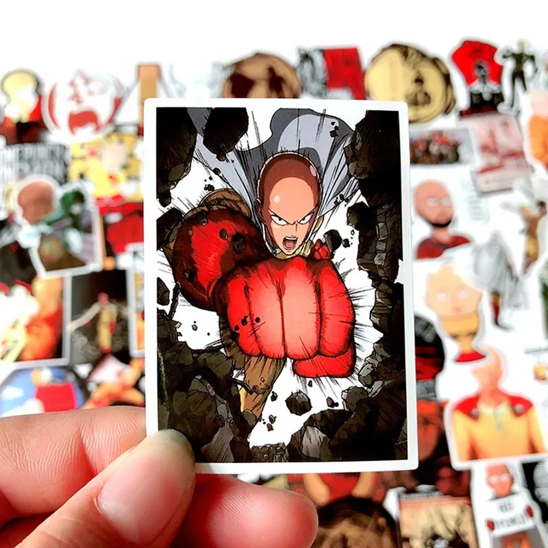 

100Pcs/lot One-Punch Man Anime Sticker Skateboard Waterproof Trolley Case Laptop Skateboard Stickers Toys Gifts For Kids