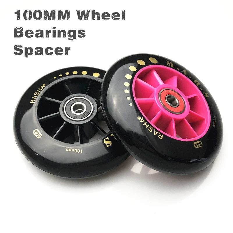 

RASHA 100mm inline skate wheels inline Speed skating wheels with bearings 85A black red wheels for skates indoor outdoor