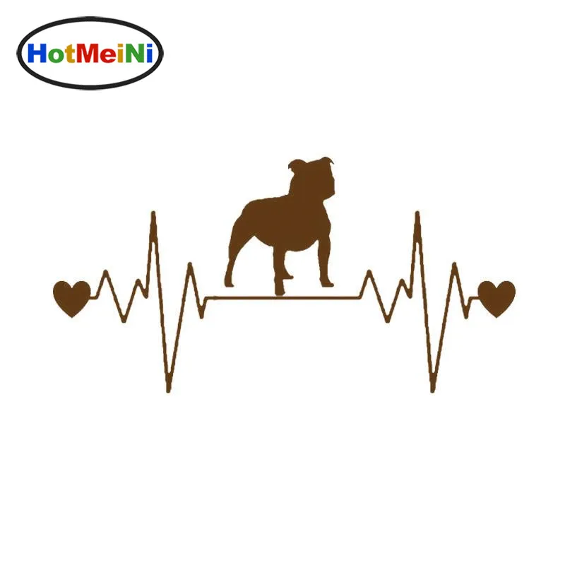 HotMeiNi Staffy Bull Dog Heartbeat Lifeline виниловые наклейки на машину наклейка для автомобиля