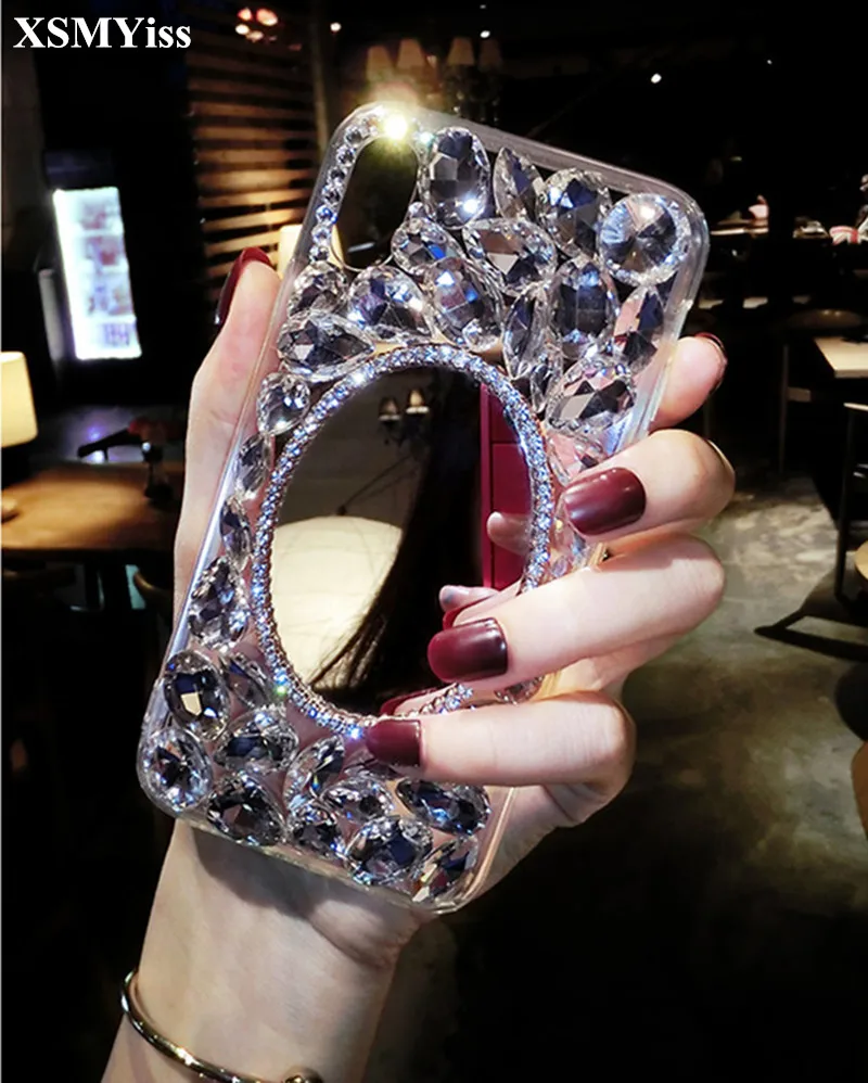 

XSMYiss For Huawei P8 P9 P10 P20 P30 PLUS LiTE Mate10 20 Pro Lite Luxury Bling Crystal Diamond Mirror Soft Silicone Phone Case