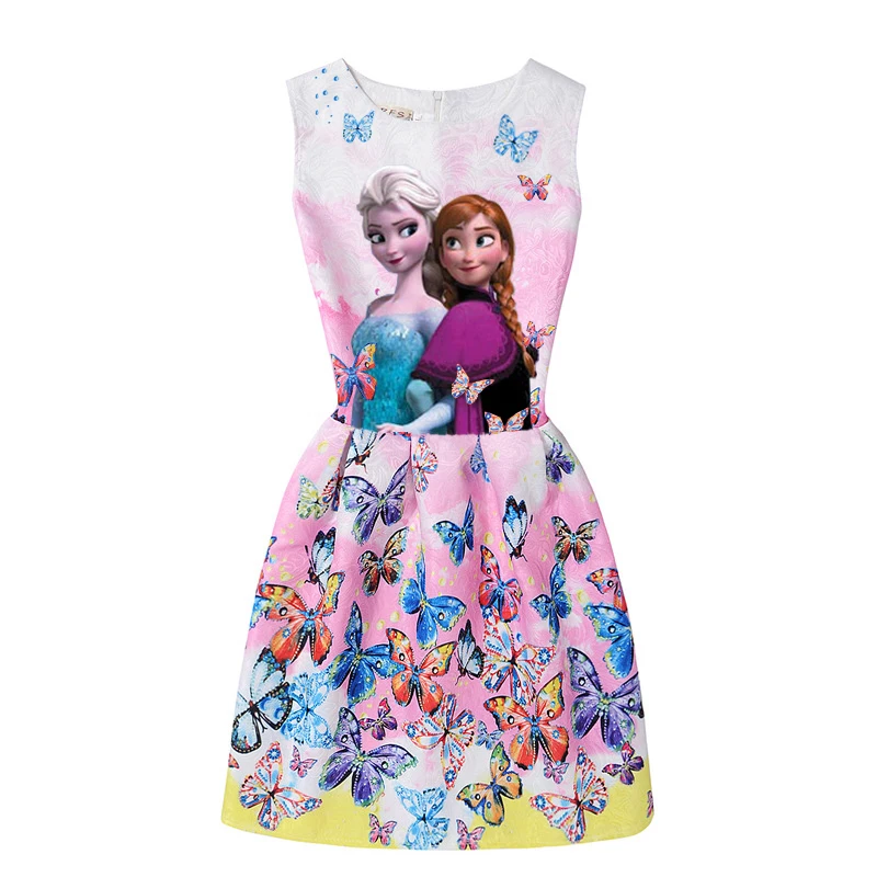 Популярное платье Эльзы для девочек; платья для девочек; платье для подростков; праздничное платье принцессы Анны и Эльзы с бабочками; Vestidos; Детский костюм; одежда
