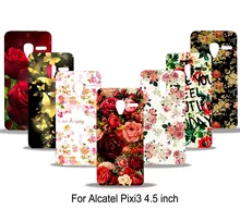 Colorful Rose Peony Flores Borboleta PC Phone Case Capa Para Alcatel um Toque Pixi 3 Pixi3 4.5 Polegada 4027X 4027D 4028A 4028E