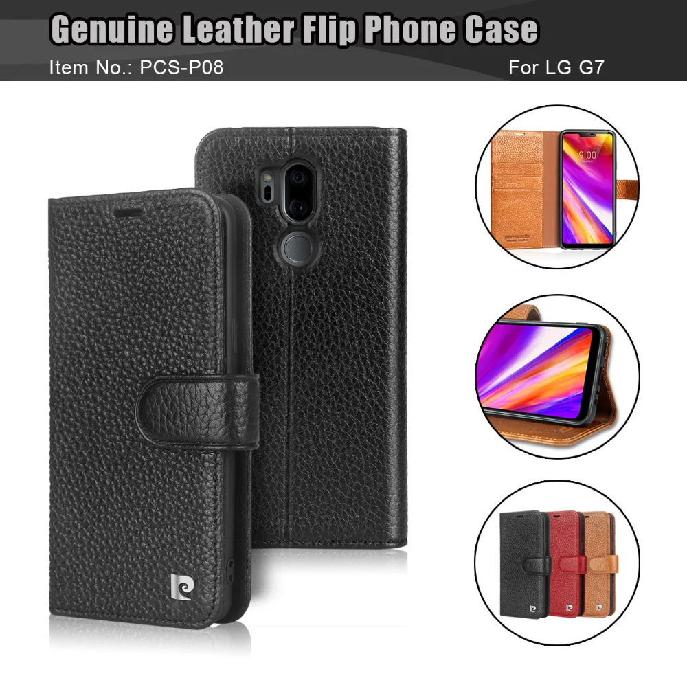 

For LG G7 ThinQ Pierre Cardin Genuine Leather Luxury Phone Wallet Flip Stand Card Case Cover For lgg7 Phone Case Free Shipping