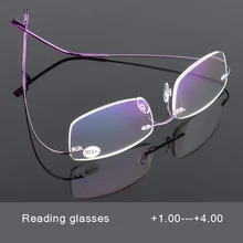 Модные титановые очки для чтения без оправы с эффектом памяти, для мужчин и женщин, очки для дальнозоркости+ 1,0+ 1,5+ 2,0+ 2,5+ 3,0+ 3,5+ 4,0 s0