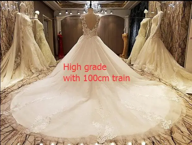 high with train Ls70788 свадебное платьеэлегантный свадебное кружевное платье бальный наряд Кристалл Свадебные платья с длинным хвостом свадебное платье реальные фотографии - Цвет: high with train