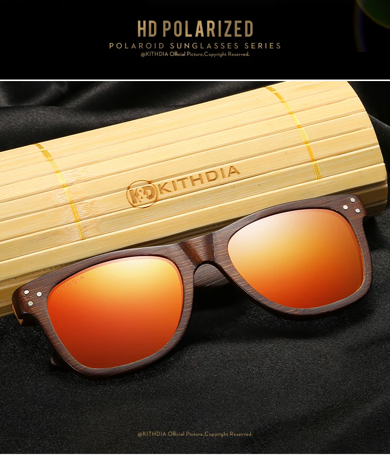 KITHDIA брендовые Дизайнерские мужские деревянные бамбуковые солнцезащитные очки Новые поляризованные деревянные солнцезащитные очки деревянная коробка Ретро винтажные очки# KD028