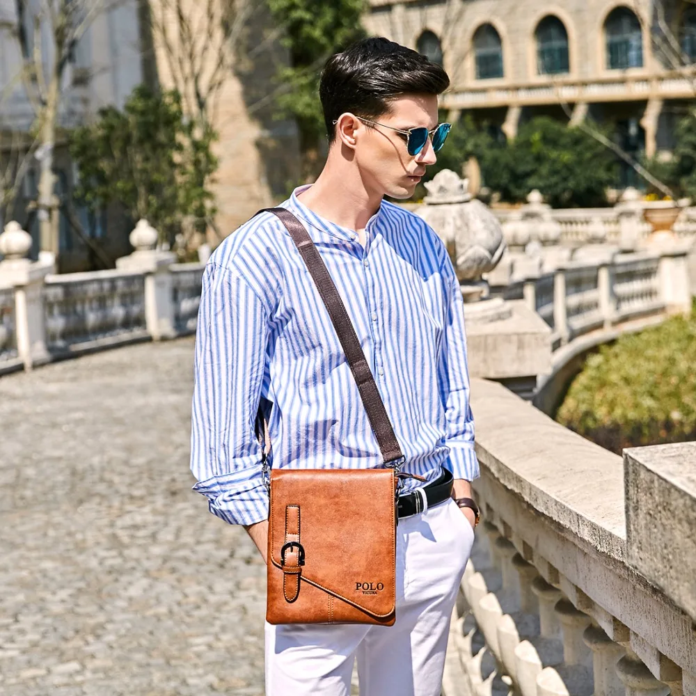 فيكونيا بولو فريد مشبك تصميم غير النظامية غطاء فتح رجل حقيبة ساعي 2 أحجام الأعمال الرجال Crossbody حقيبة جلدية رجل حقيبة الساخن