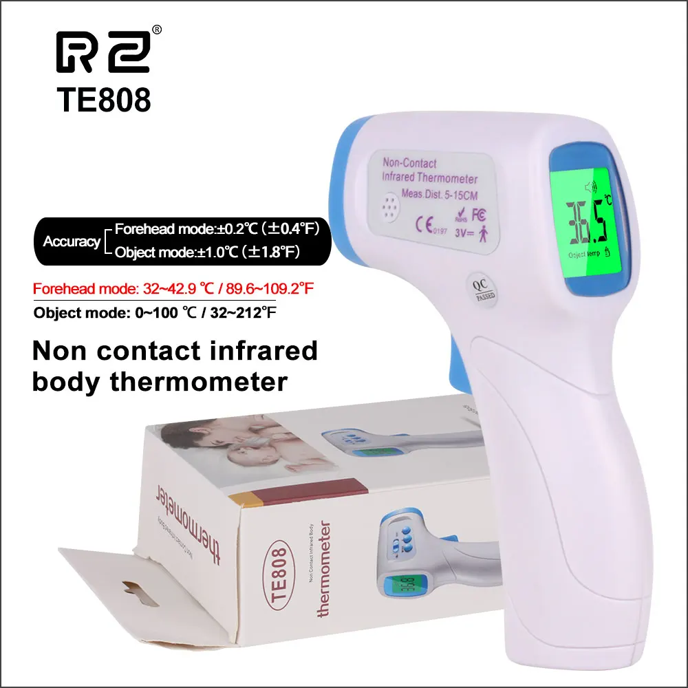 

RZ Infrared Baby Thermometer Digital Kids Adult Forehead Non-contact Infrared Thermometer Gun With LCD Backlight Termometer
