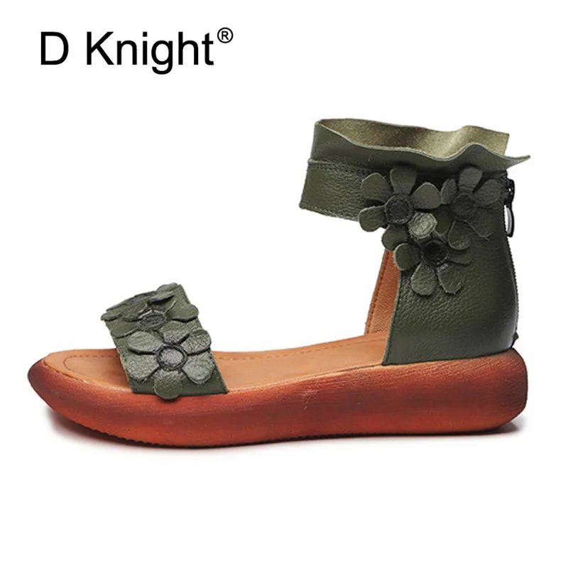Plus Size Summer Women Sandals Vintage Flower Casual Wedges Heel Platform Shoes Roman Ankle Strap Cow Leather Sandal Women Shoes (2)