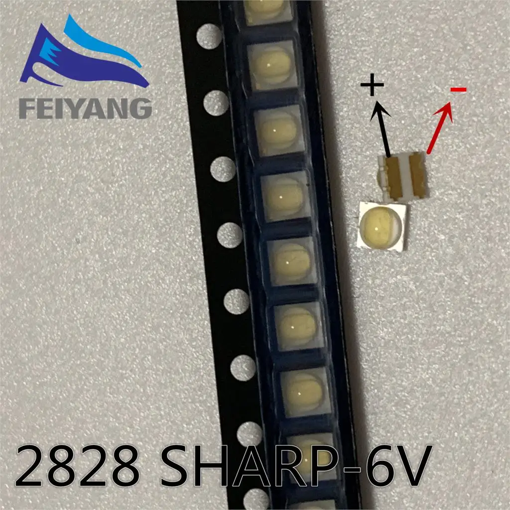 

100PCS For Sharp LED Backlight High Power LED 0.8W 2828 6V Cool white 43LM GM2CC3ZH2EEM TV Application