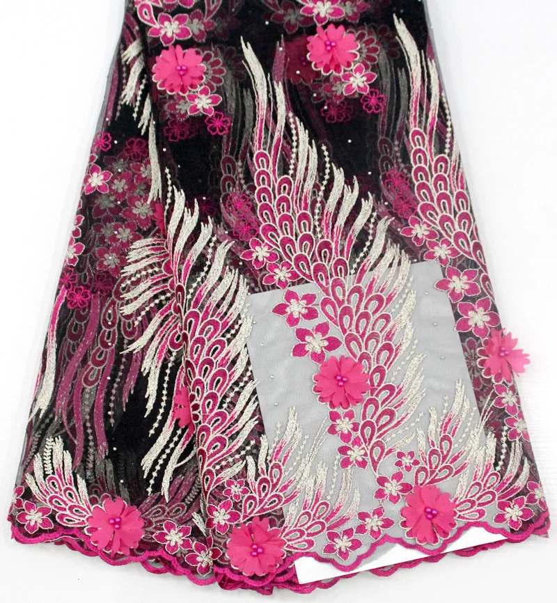 

Beatiful 3D Lace Fabric 2018 High Quality Lace Nigerian Lace Fabrics For Wedding Factory Price Beaded Lace Fabric