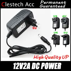 1 шт. Бесплатная 12V2A AC 100 В-240 В адаптер конвертер DC 12 В 2A 2000mA Питание ЕС Plug 5,5 мм x 2,1-2,5 мм для светодио дный CCTV Бесплатная доставка