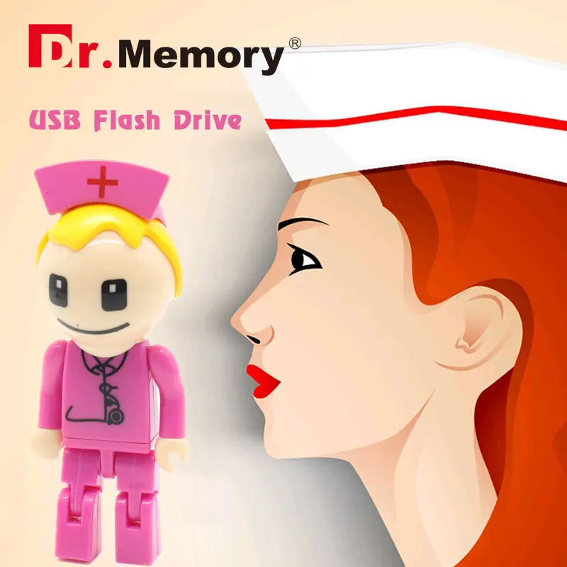 Креативный USB флеш-накопитель 32 ГБ, мультяшный флеш-накопитель медсестры доктора, 16 ГБ, 8 ГБ, 128 Мб, персональный флеш-диск, карта памяти, забавные подарки