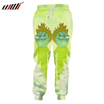 

UJWI Man New Green Glitter Character Winter Pants 3D Printed Funny Pattern Rick And Modi Large Size 5XL Men's Sweatpants