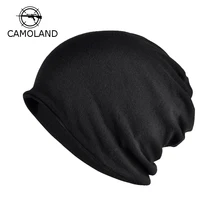 Осенне-зимняя флисовая Шапочка для мужчин и женщин, одноцветная Вязаная хлопковая шапка Skullies, термо-шарф, брендовая шапка, хип-хоп, унисекс, теплая