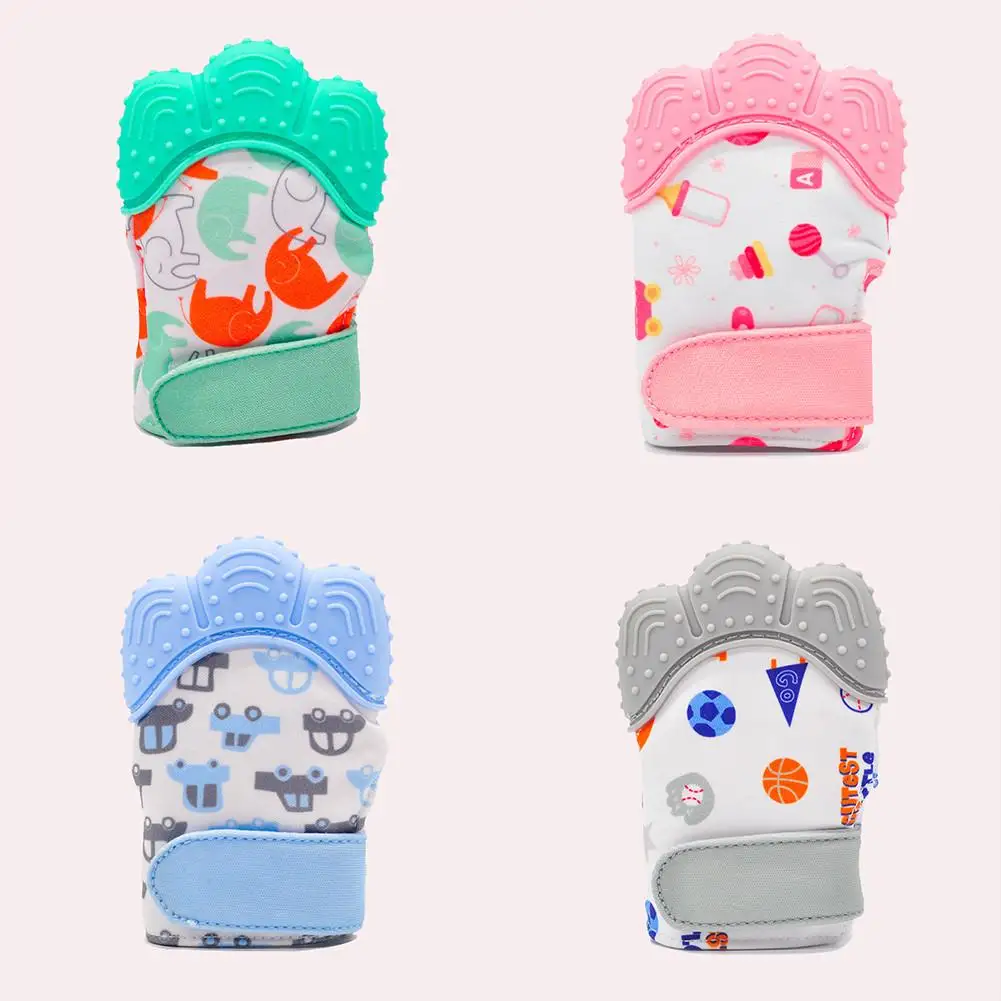 Food Grade Silicone Baby Teether Glove Natural Thumb Sound Teething