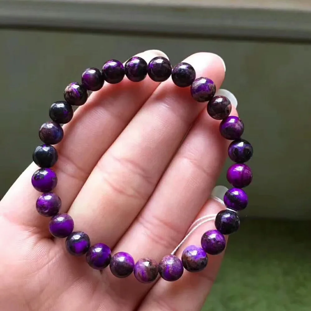 

Genuine Natural Sugilite Royal Purple Pink Crystal Gemstone Round Beads Stretch Bracelet 7mm AAAA