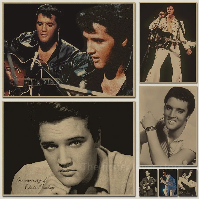 

Elvis Presley Posters Rock Music Poster Vintage Retro Wall Home Decor Kraft Paper Cafe Bar wall sticker