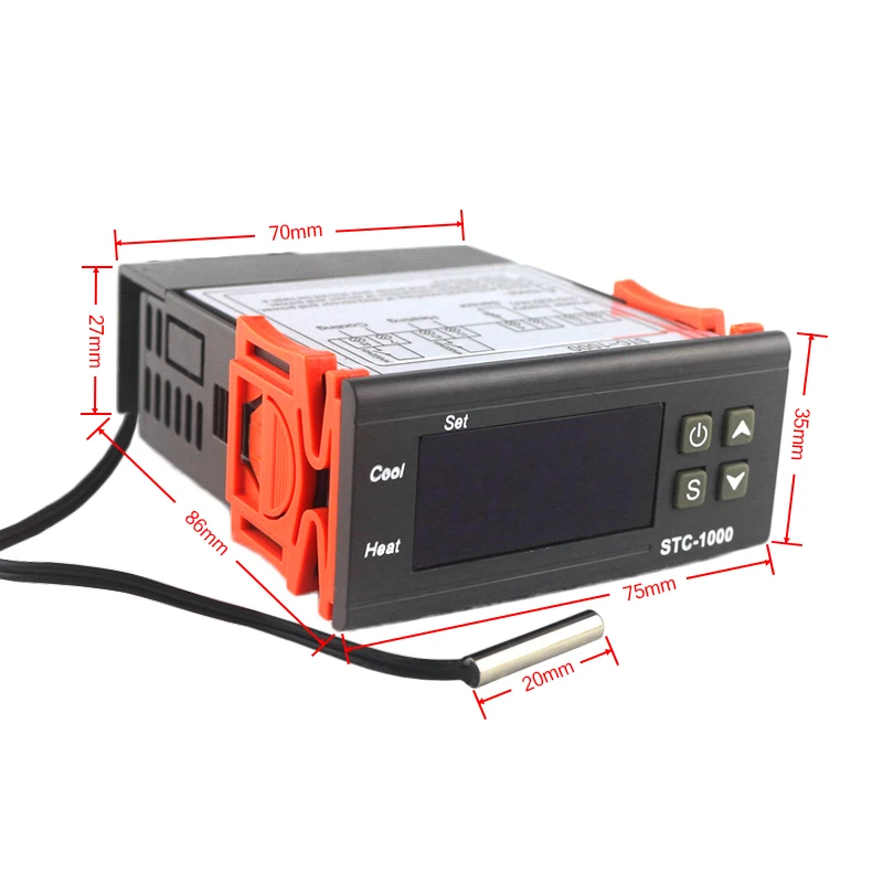 10A реле термостат для инкубатора 110~ 220VAC 12V 24V Цифровой Температура регулятор два реле Выход с 1 м Сенсор