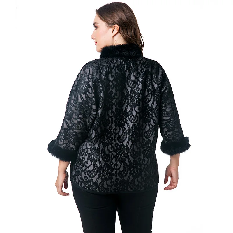 TUHAO Plus Size 7XL 6XL Women's Faux Fur Coats Office Lady Elegant Good Quality Jackets Vintage Mother Bat Sleeve Fur Coats ZPZ
