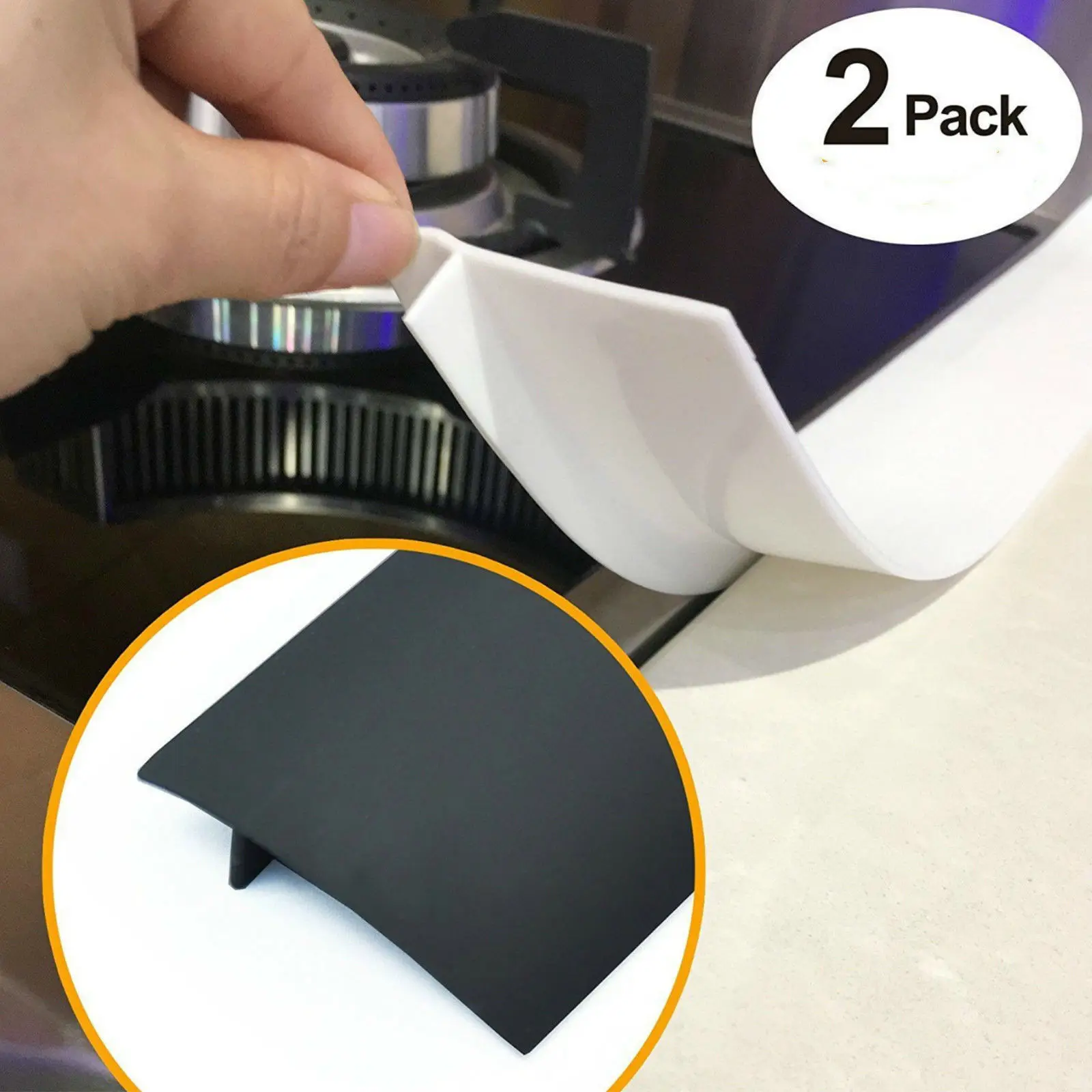 

2PCS Silicone Kitchen Stove Counter Gap Cover Oven Guard Spill Seal Slit Filler T