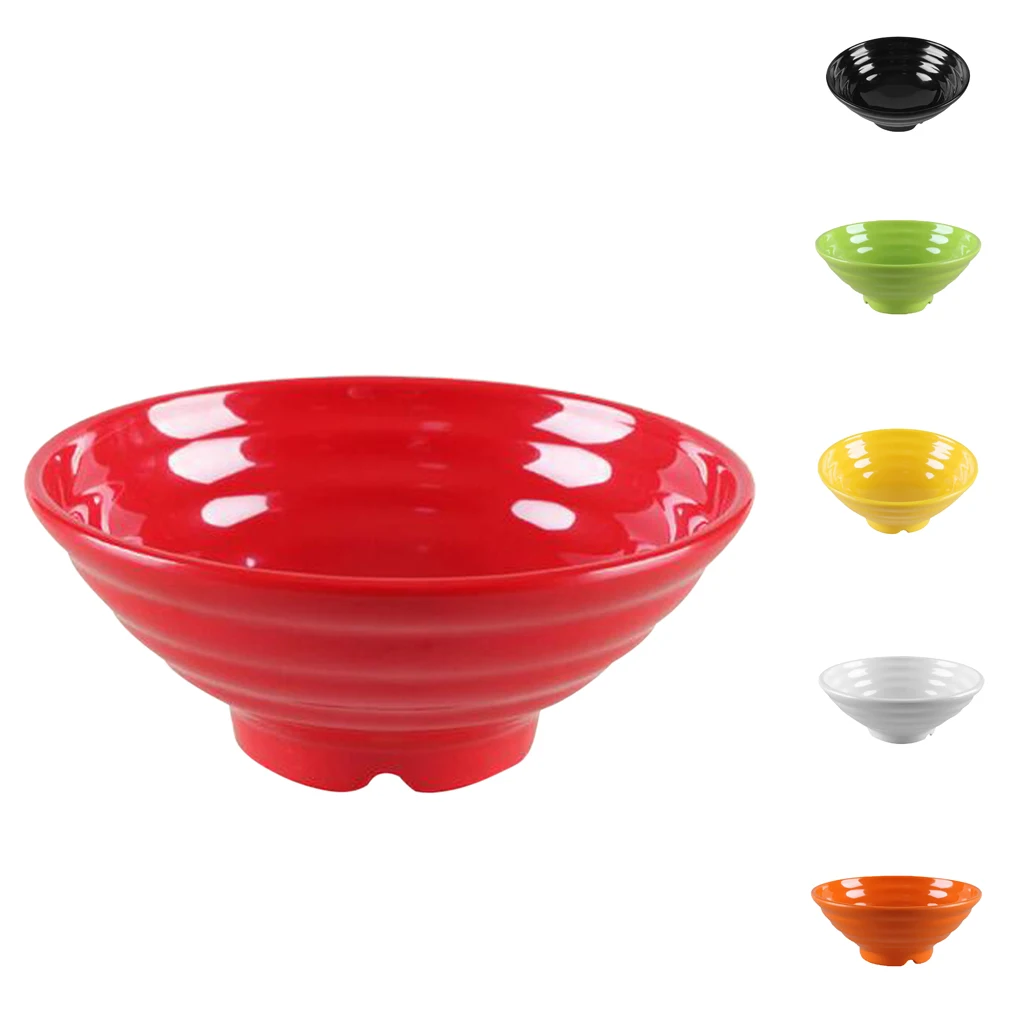 Easy Grasp Melamine Plastic Large Noodles Bowl Skidproof Striated Soup Food Storage 6 Colors Select