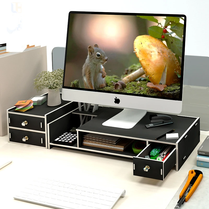  Computer desk monitors add height frame Computer stand desktop with storage monitor base laptop des