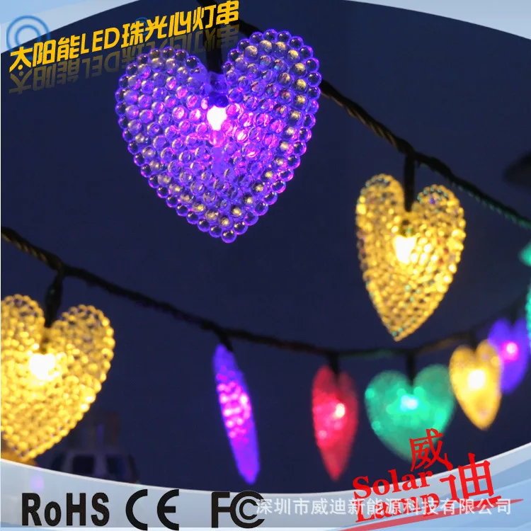 

Solar light series 20LED Pearl Heart string Decoration Christmas day outdoor courtyard garden