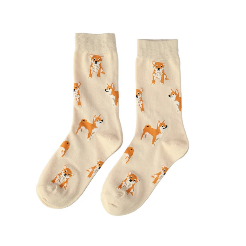 Модные женские носки в стиле хип-хоп, модные носки Harajuku с рисунком животных, щенка, кошки, скейтборда, счастливые носки, забавные носки Meias Art animal Sox