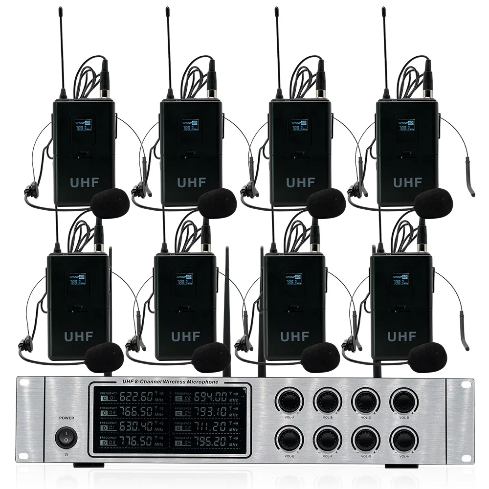 Профессиональный беспроводной микрофон UHF восемь каналов ручные беспроводные нагрудные наушники гарнитура конференц-микрофон X-8700