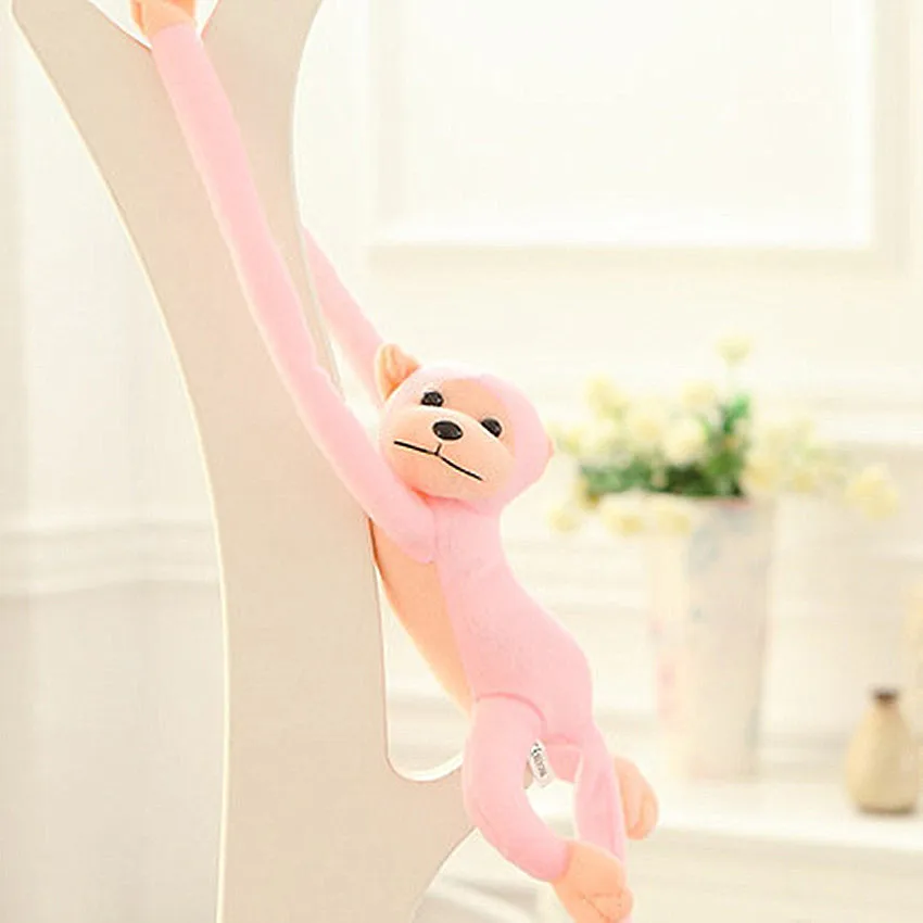 60 см Кукла Обезьяна Плюшевые игрушки Мягкая кукла длинная рука хвост обезьяна шторы для спокойного детского сна животное - Цвет: Розовый