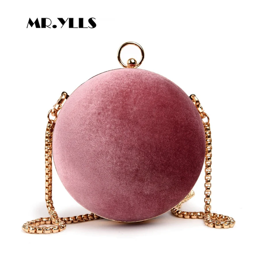 

Velour Women Single Shoulder Bag Soild Chains Women Messenger Bag Circular Ball Girls Cross Body Bags Fashion Lady Tote 2018 New