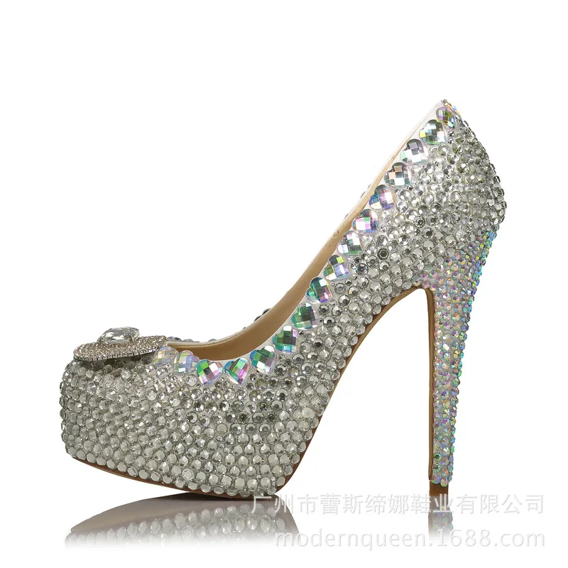 Women Pumps Party High Heels Shoes Square buckle Waterproof platform 14CM Thin Heels Wedding Rhinestone Shoes Women Pumps Party High Heels Shoes Square buckle Waterproof platform 14CM Thin Heels Wedding Rhinestone Shoes