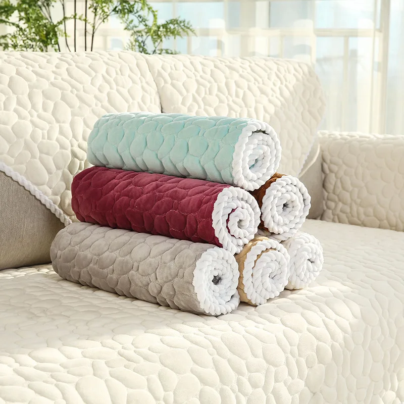 

Northern Europe cobblestone pattern Autumn and winter plush sofa cover non-slip modern sofa cushion armrest sofa towel