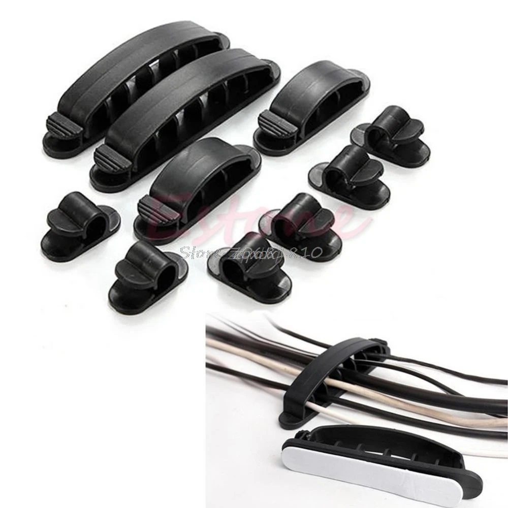 

10Pcs Cable Cord Wire Line Organizer Plastic Clips Ties Fixer Fastener Holder Z17 Drop ship