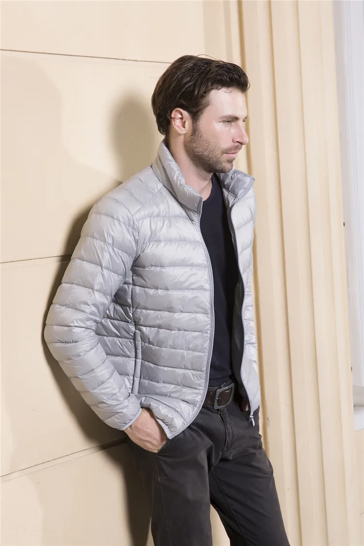 Men's Ultra Light Packable Down Jackets Hooded Slim Down Coats Man White Duck Down Padded Parkas Winter Puffer Jacket JK-634 puffer jacket with fur hood