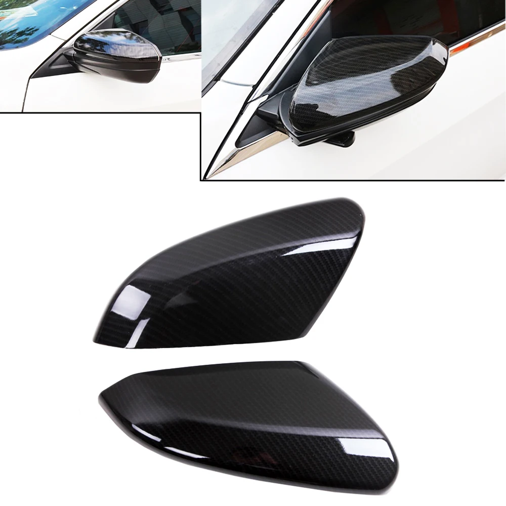 JEAZEA 2PCS ABS Carbon Fiber Door Side Rear View Rearview Mirror Cover