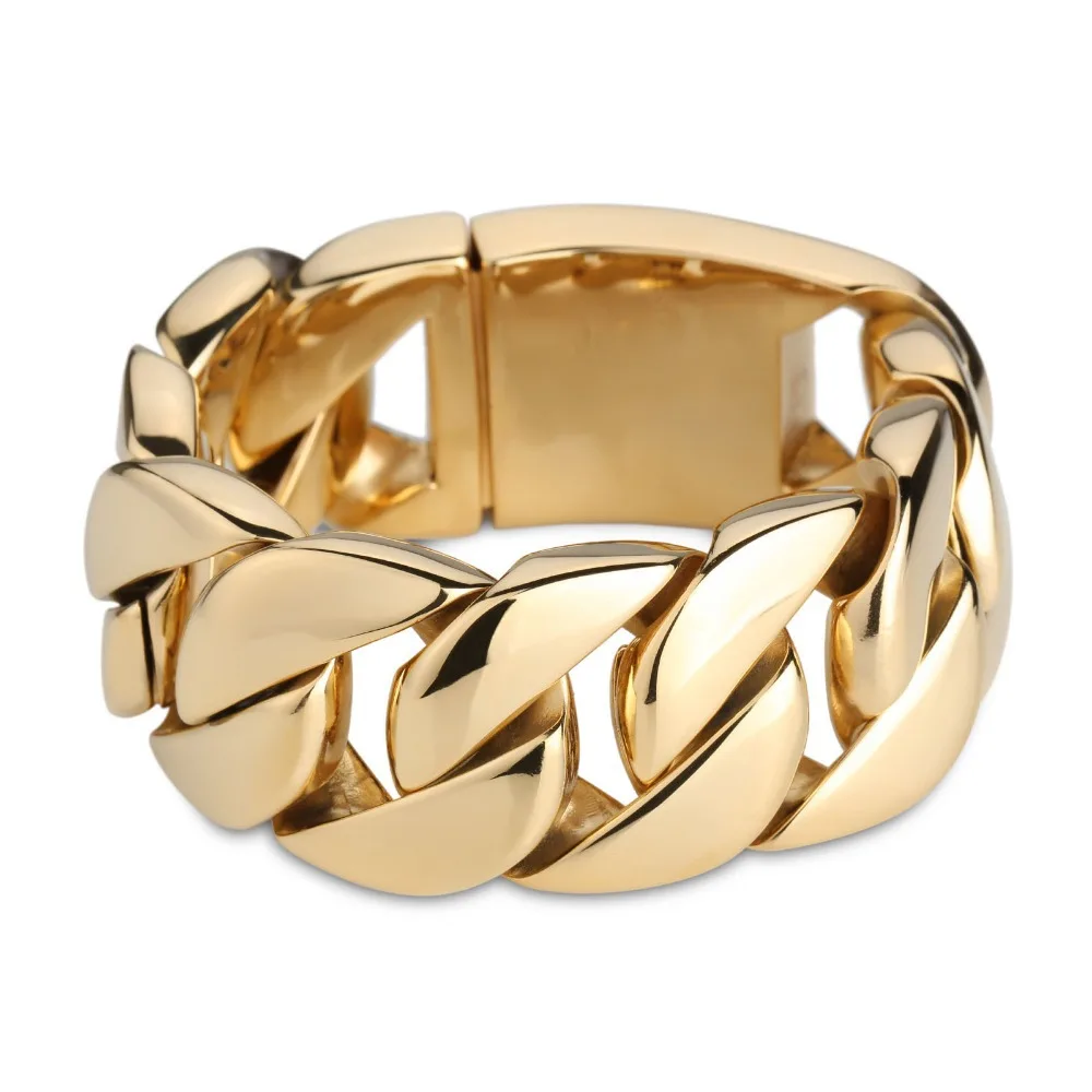 

32MM Arabic Gold Jewelry Huge Heavy Luxury Cool Man Bracelet 316L Men Stainless Steel Bracelet Gold Friendship Bracelets